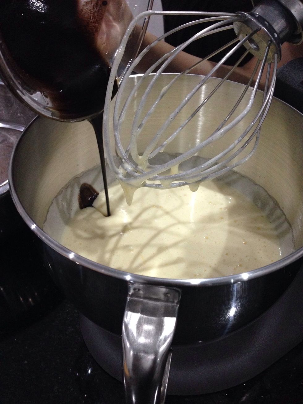 Add in the butter chocolate mixture