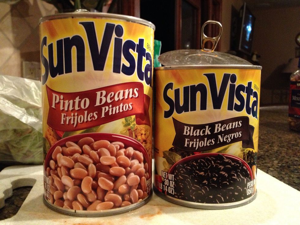 Add in the cans of beans. Do not drain them.