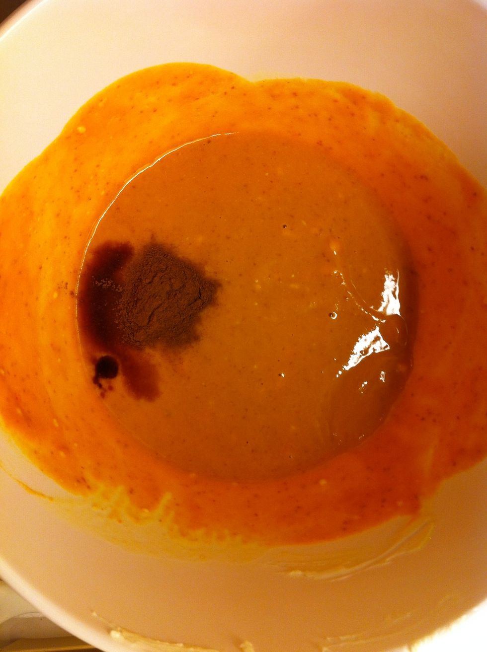 Add in the cinnamon and vanilla and mix