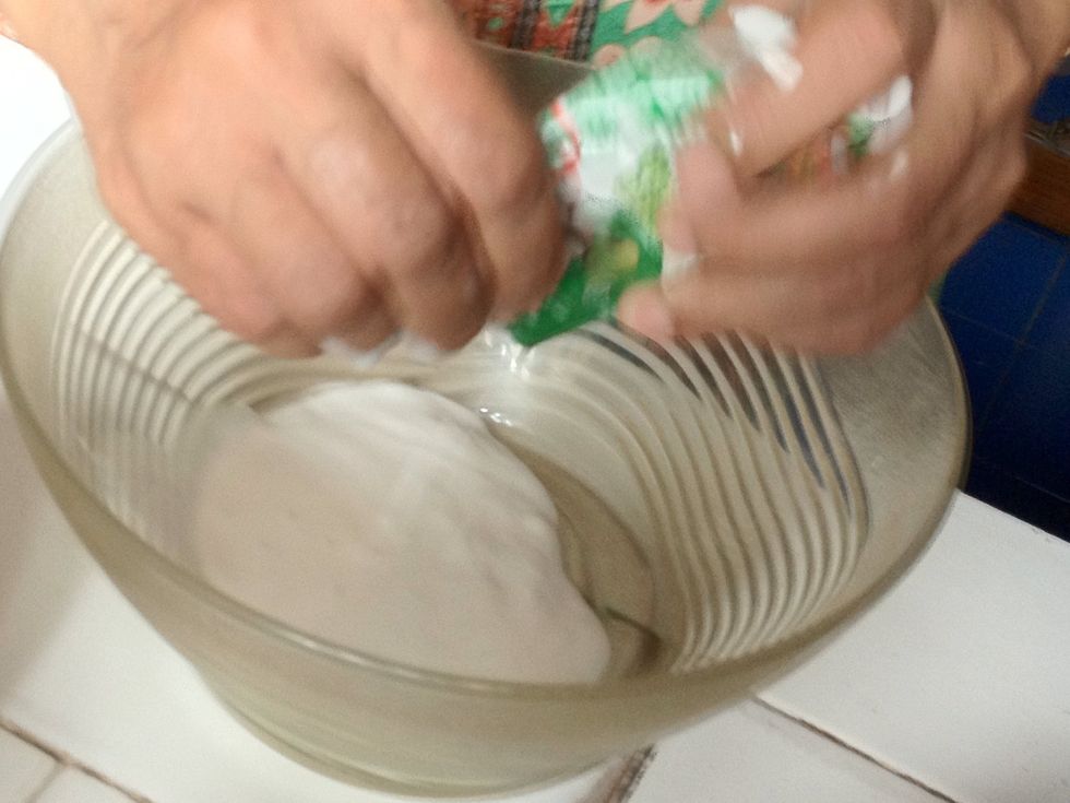 Add in the coconut milk in the prepared bowl. I use an instant coconut milk (small box)