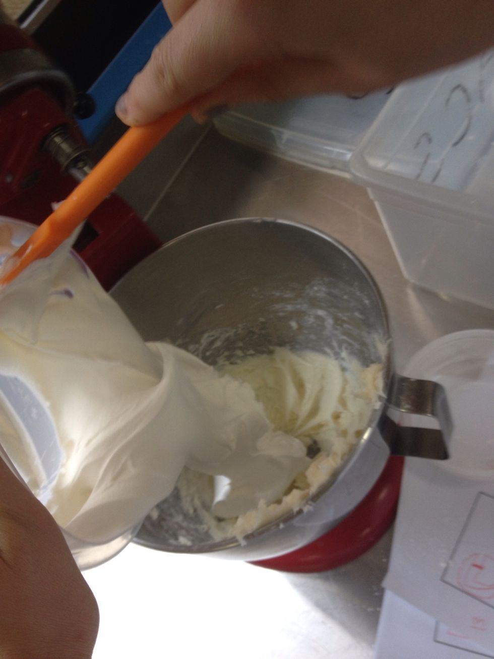 Add in the cool whip and mix until it is mixed evenly