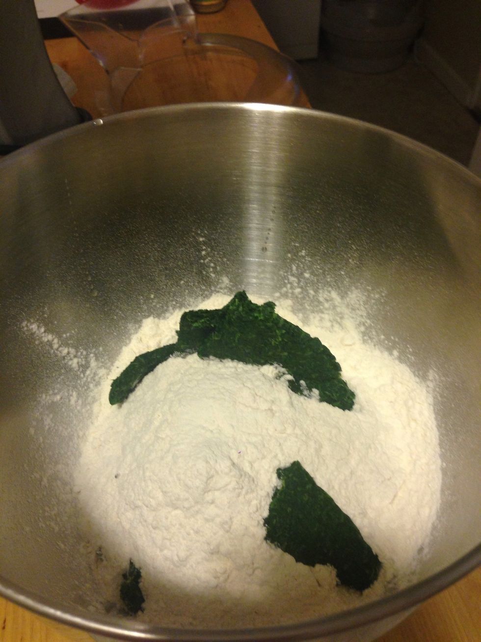 Add in the dried spinach.