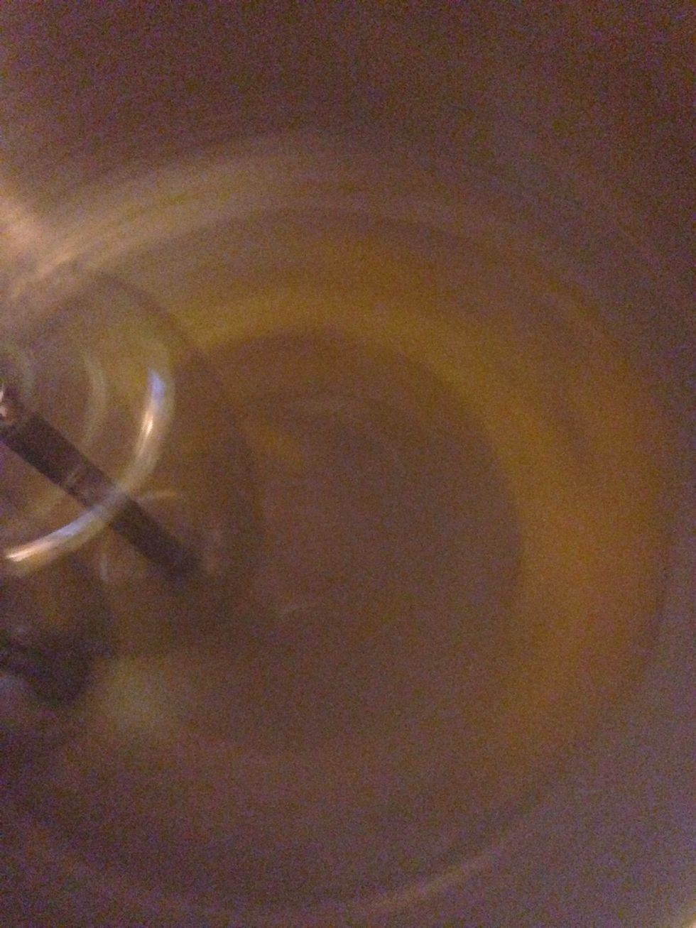 Add in the egg while the mixer is still going