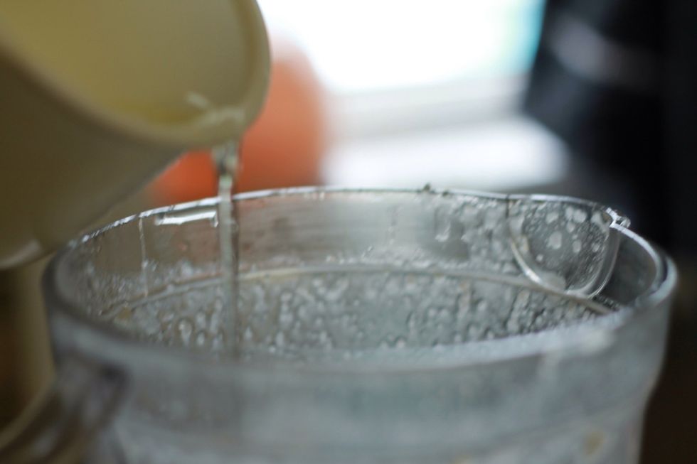 Add in the egg whites. Blend.