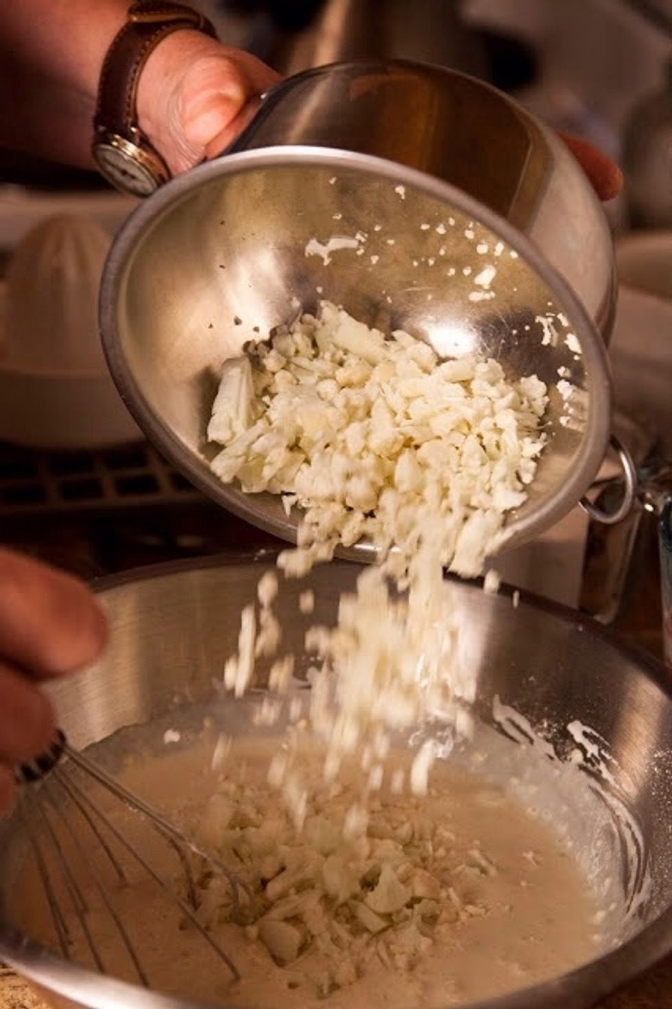 Add in the finely chopped cauliflower.