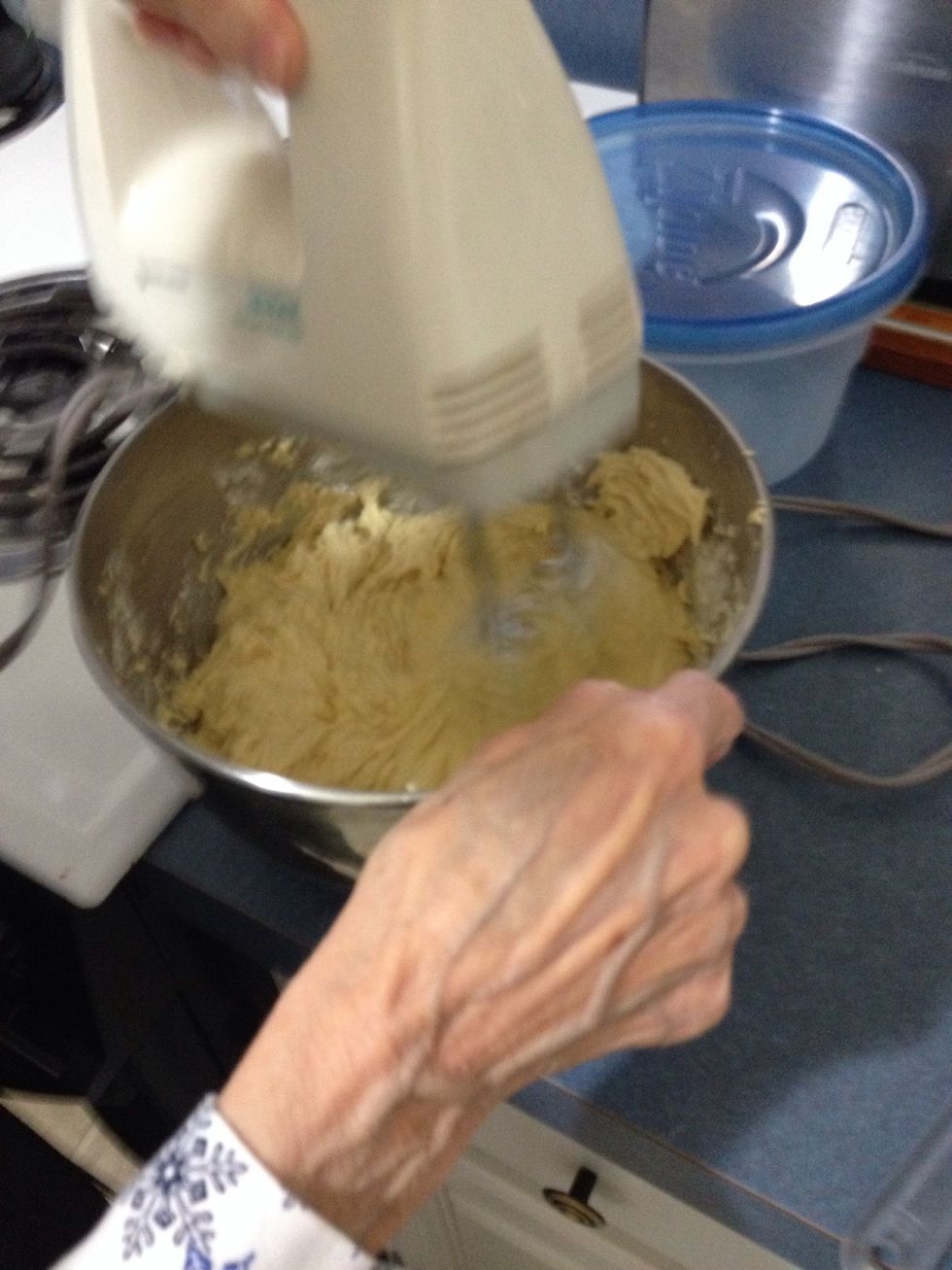 Add in the flour mixture and mix