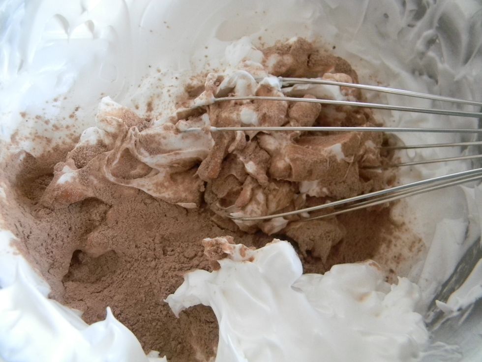 Add in the flour mixture and stir together slowly. Its best to use a spoon or spatula. Take your time.