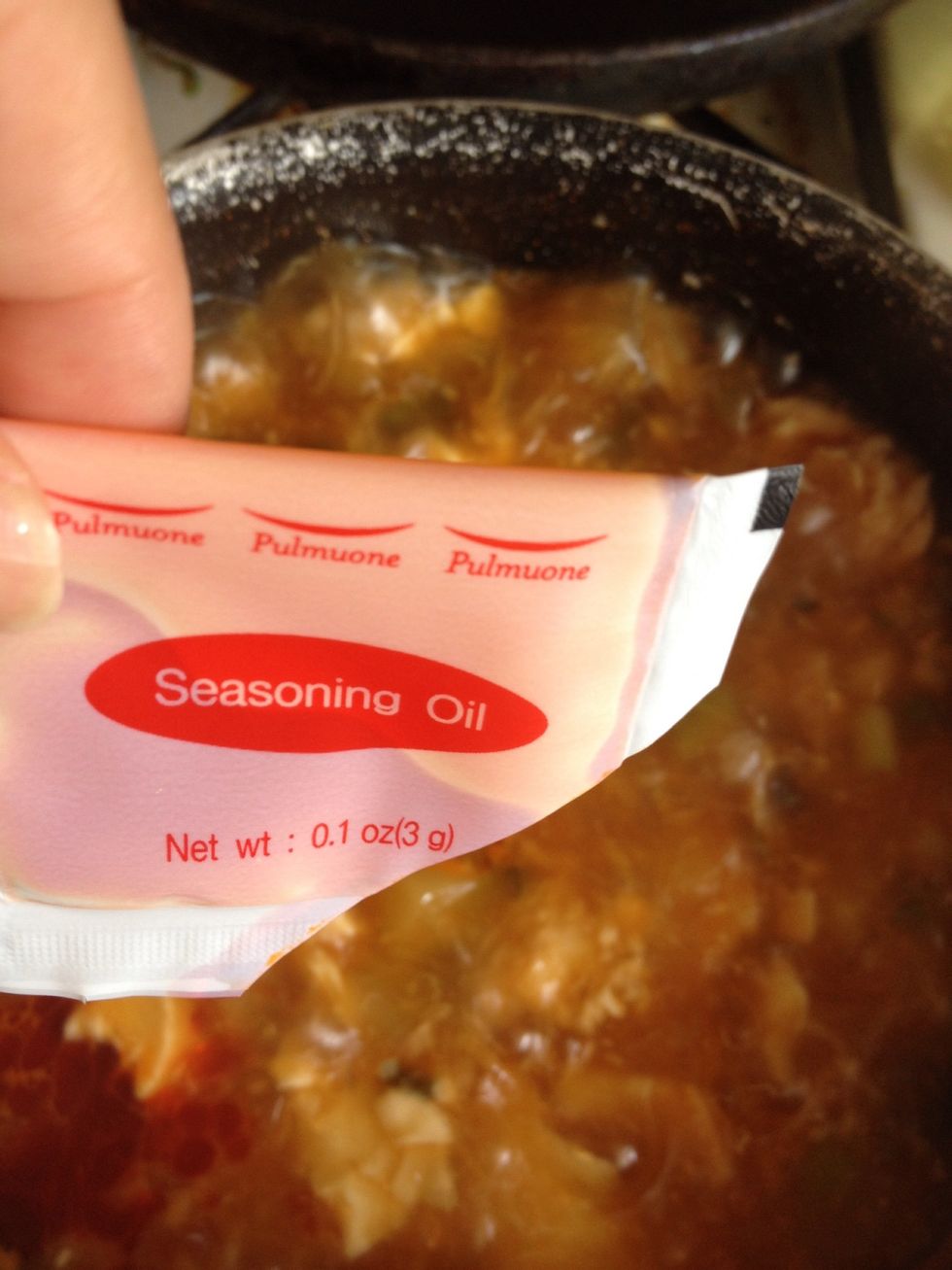 Add in the hot seasoning oil and boil for extra minute or two