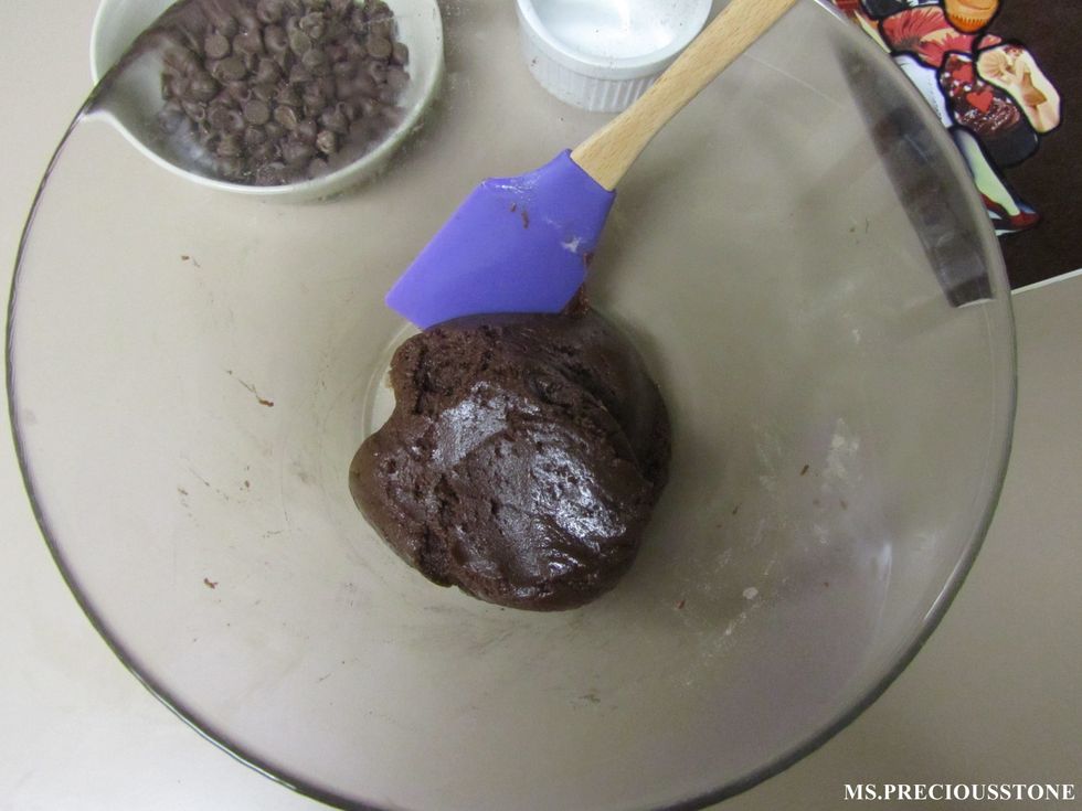 Add in the ingredients from strep#2 (butter, sugar, egg and vanilla extract). Mix well.