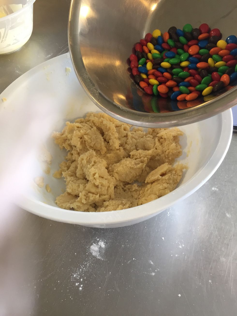 Add in the m&m's and mix