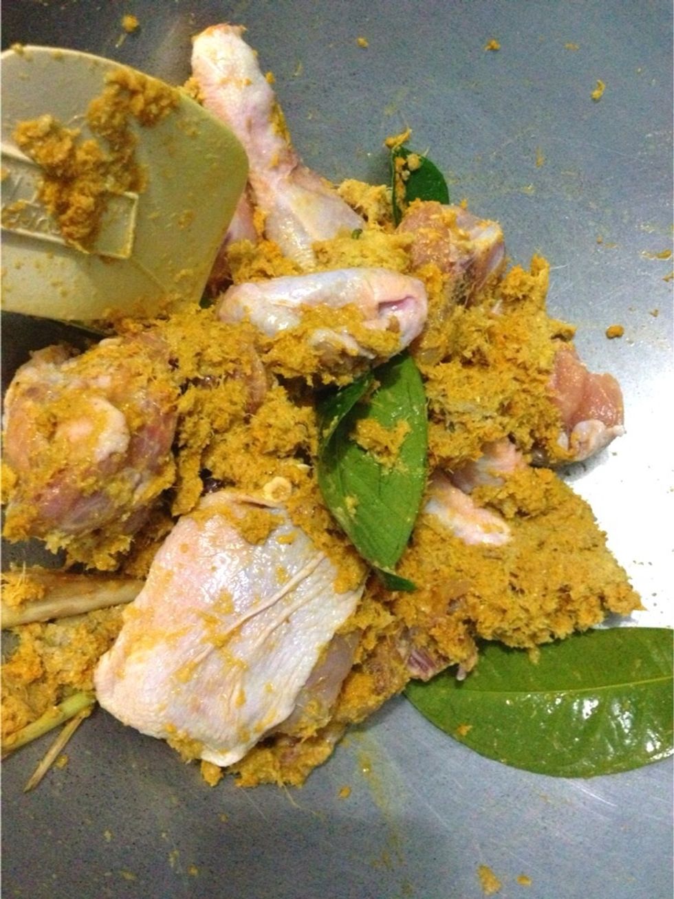 Add in the marinated chicken