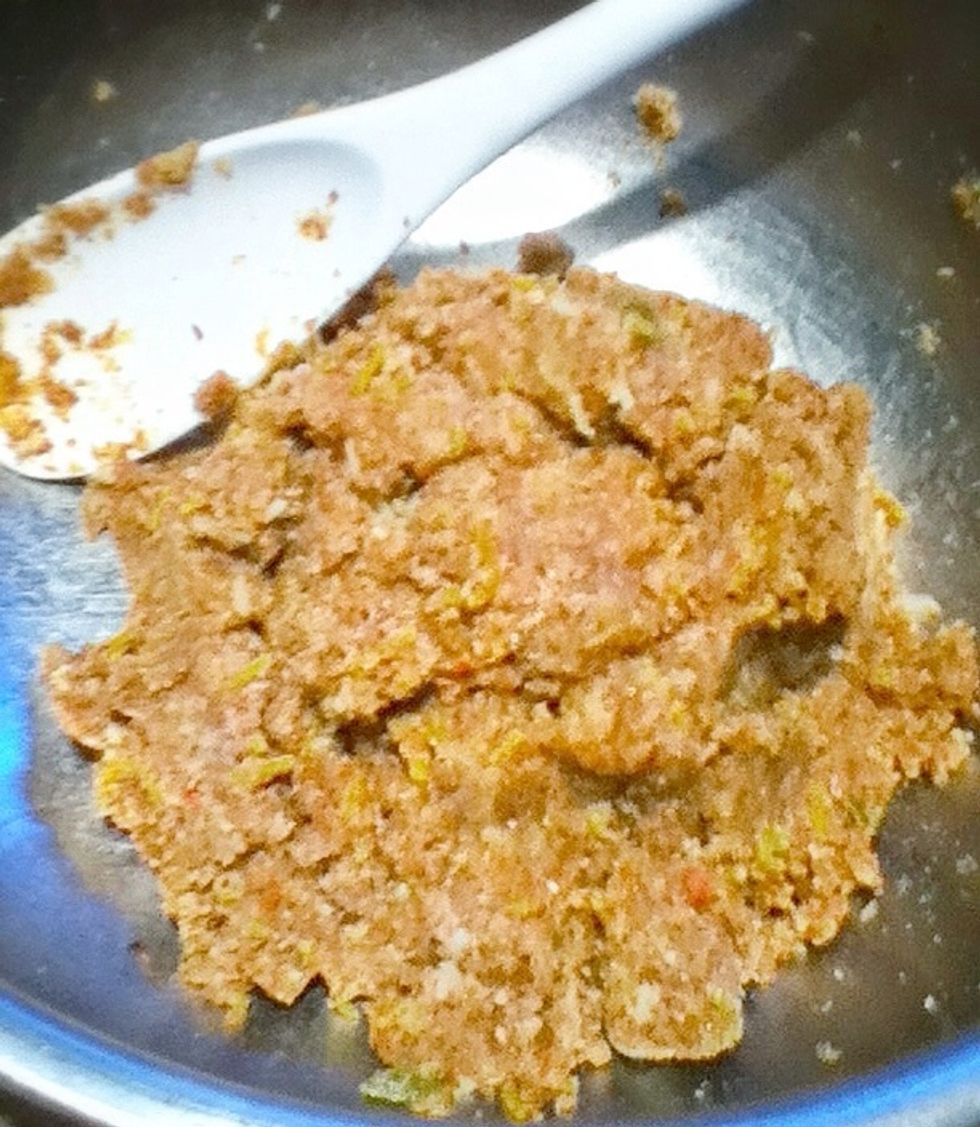 Add in the melted butter and egg; mix until cohesive dough forms.