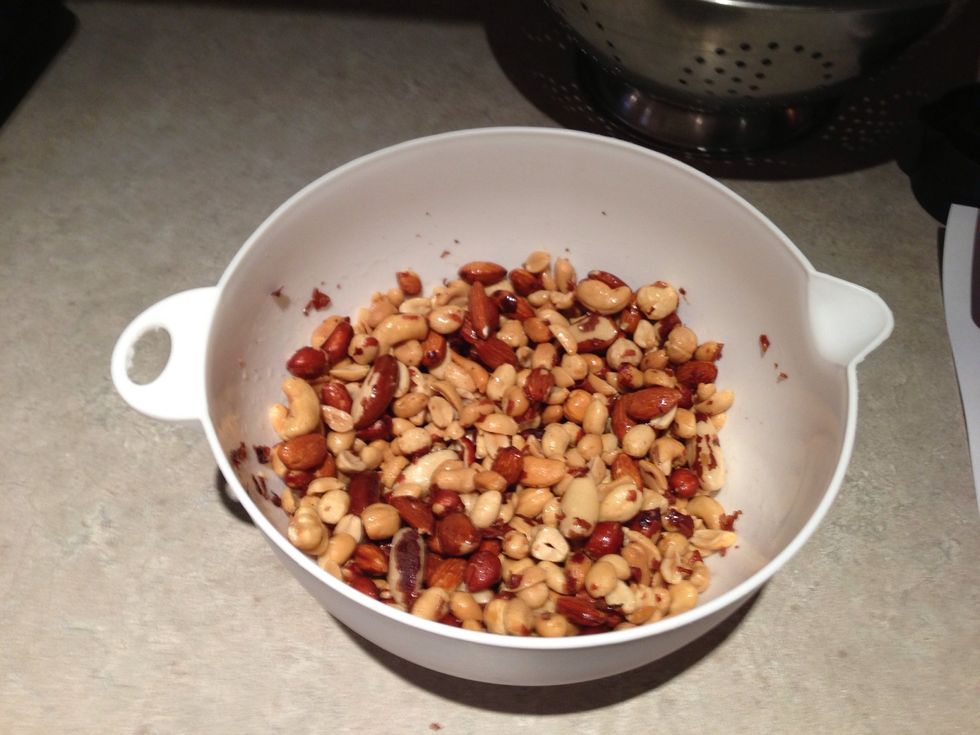 Add in the nuts and stir it up.