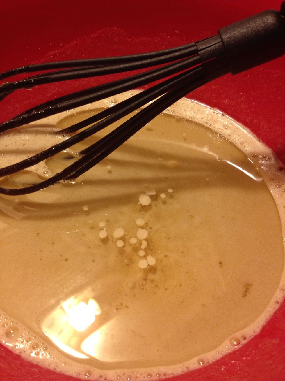 Add in the oil and mix further