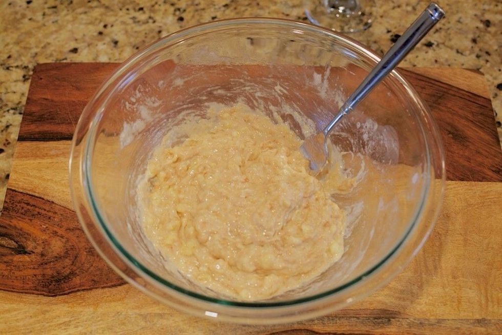 Add in the peanut butter and mix