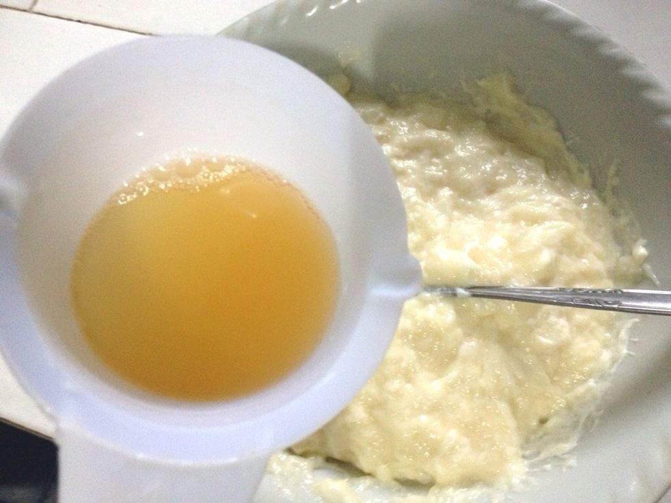 Add in the reserved 1/3 cup of honey lemon spiced syrup. Whisk until smooth