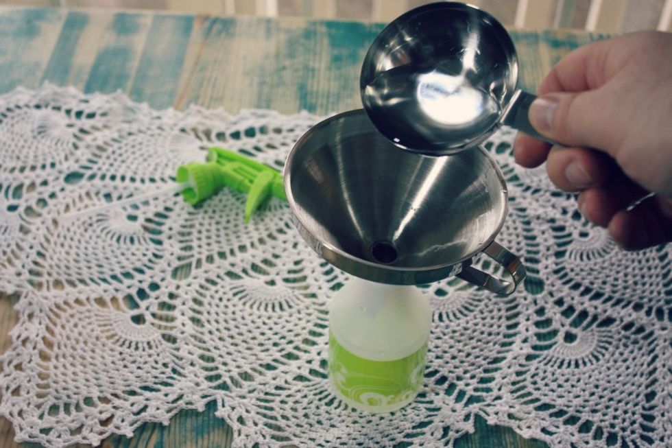 Add in the same amount of water as vinegar.