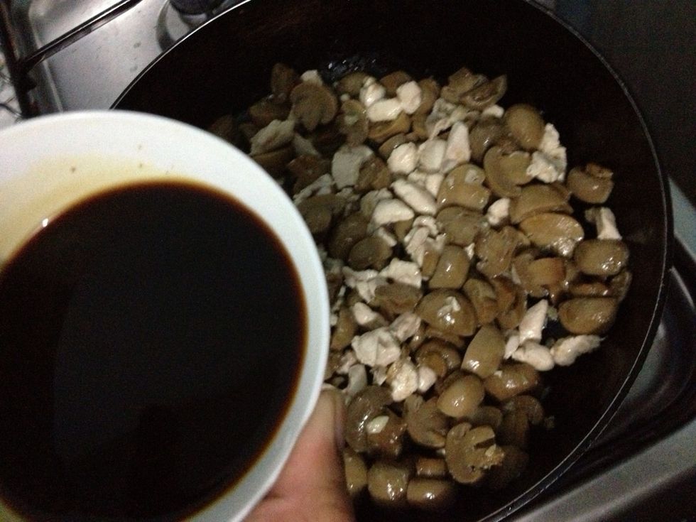 Add in the sauce mixture. Taste test. I like it sweet, a bit salty, and lots of chinese spices. You can add more ground white pepper or worchester sauce if you like.