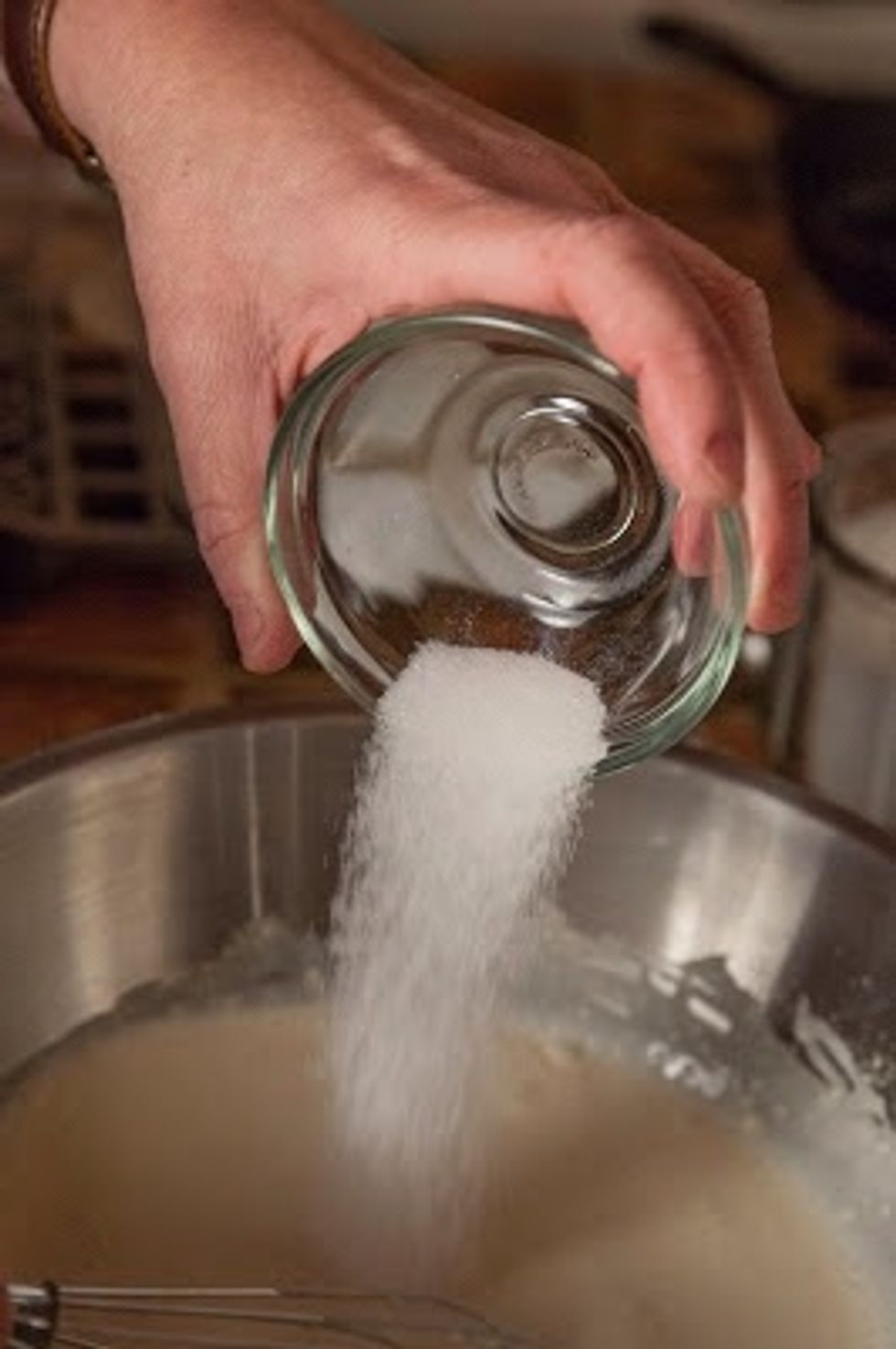 Add in the sugar and salt...
