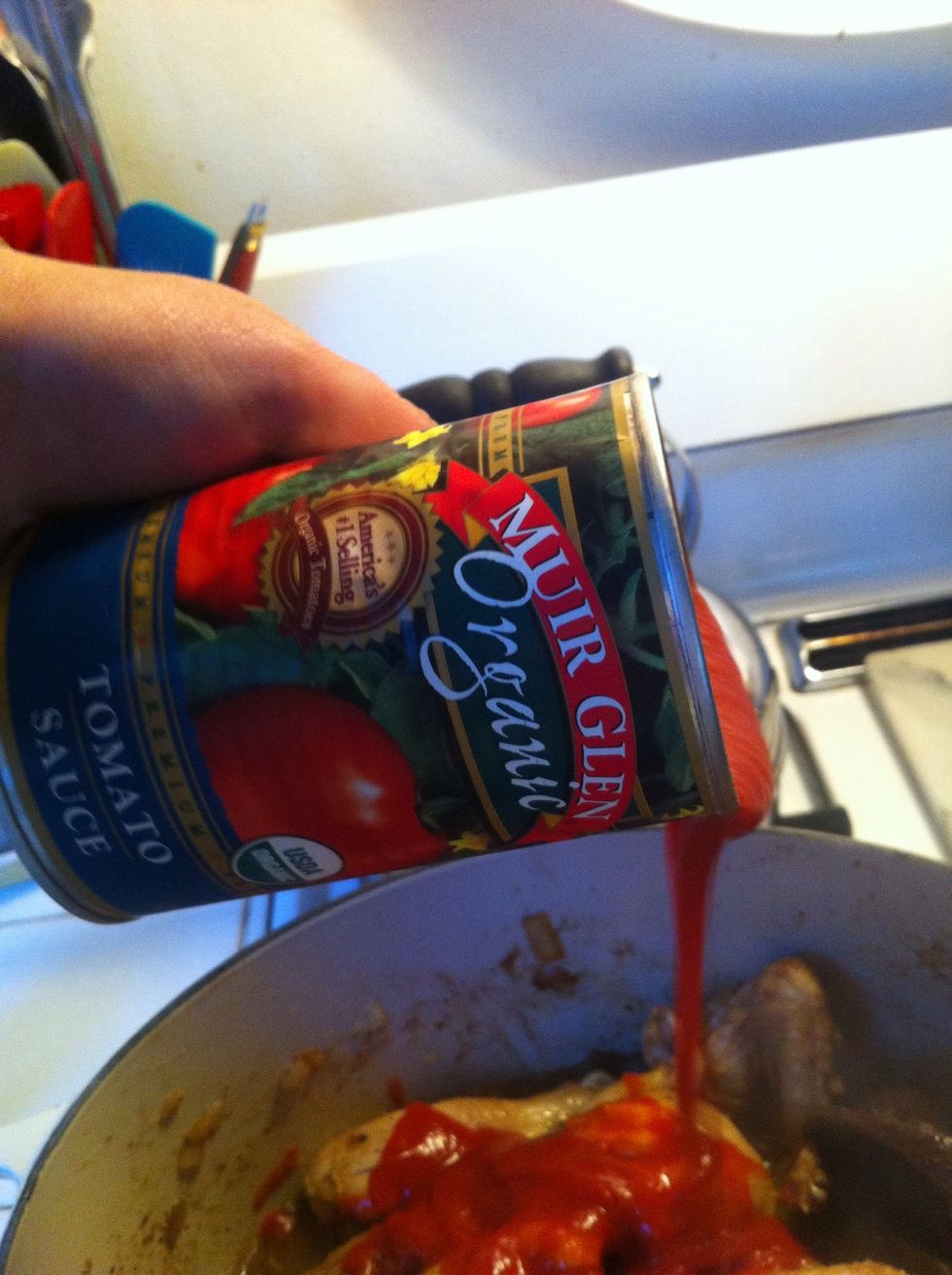 add in the tomato sauce. you can also use chopped fresh tomatoes. canned diced tomatoes. whatever floats your boat.