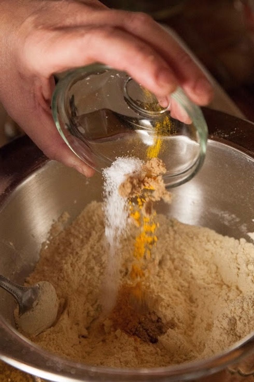 Add in the turmeric, salt, ground black pepper, and brown sugar.