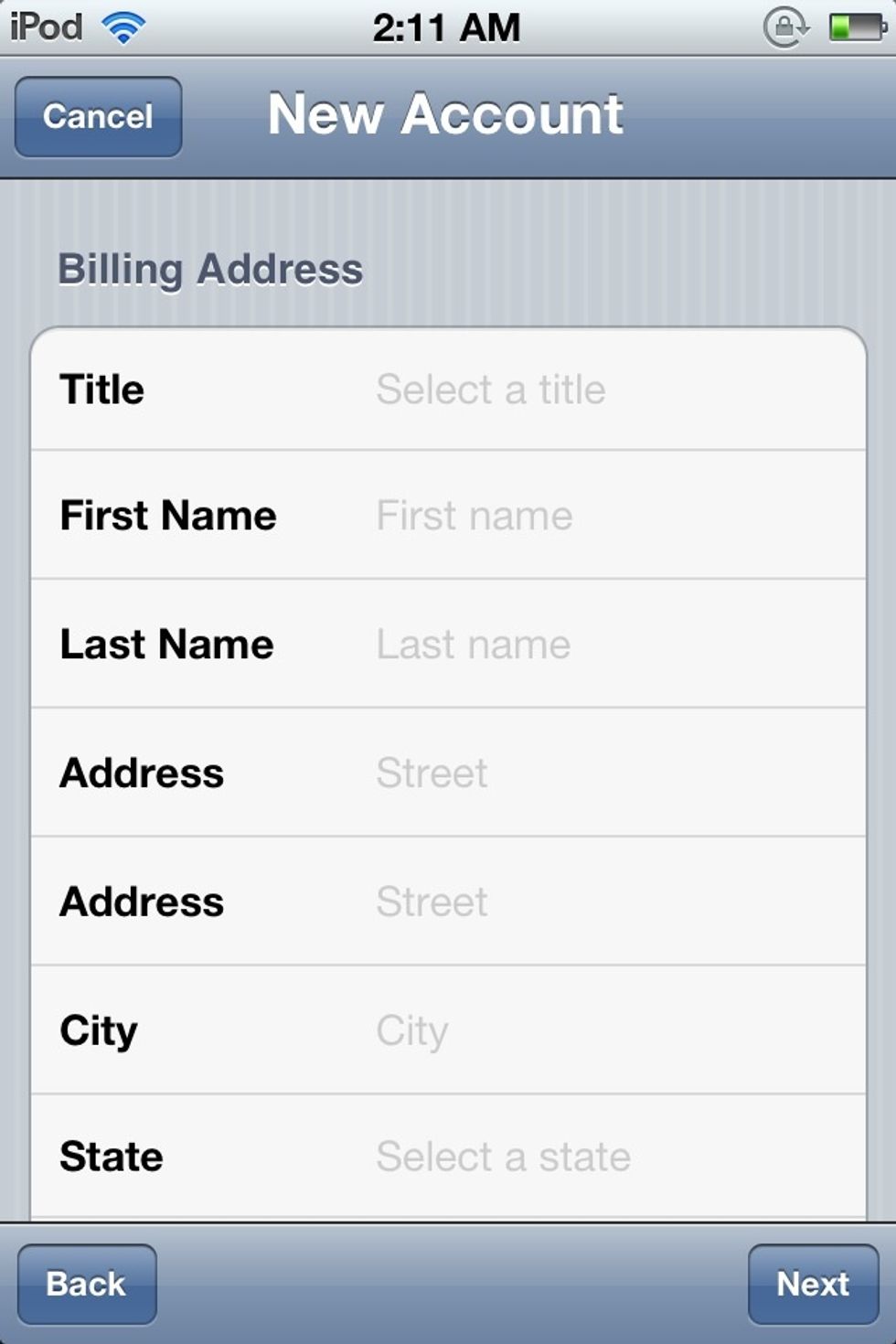 Add in your billing address information.