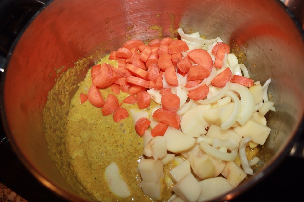 Add in your chopped veggies