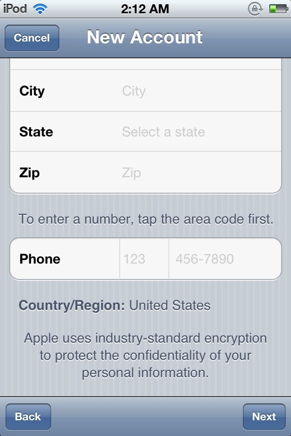 Add in your information. I just use a 555-5555 number.