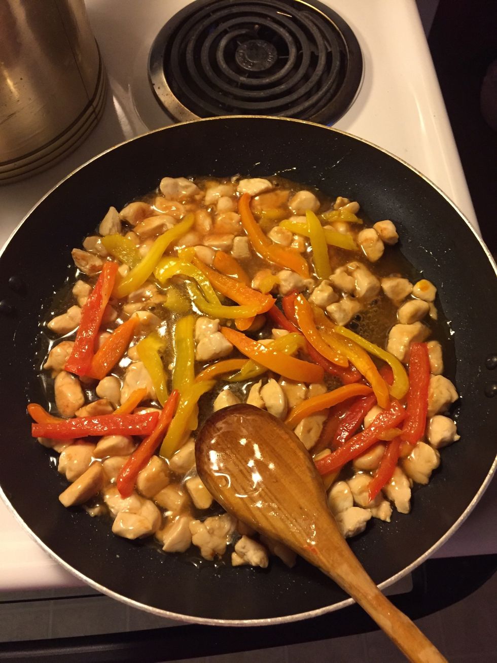 Add in your peppers and stir