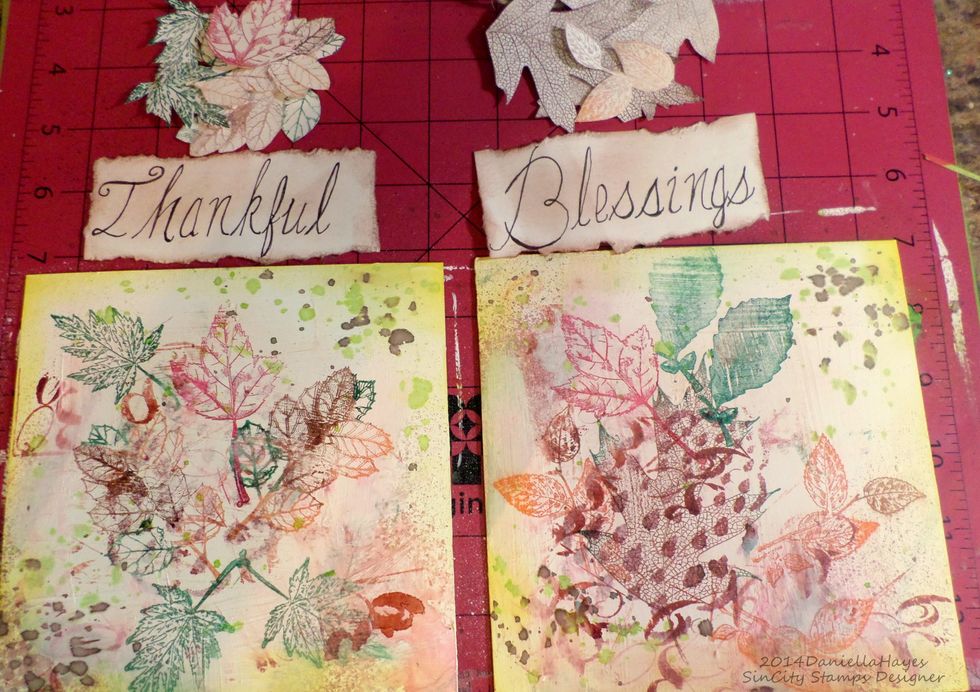 Add ink splatters to the blocks. Ink around the edges.