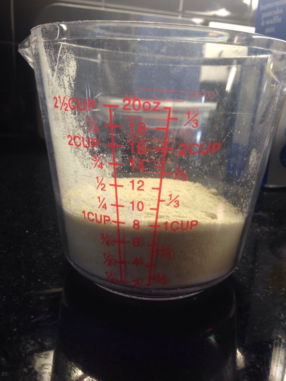 Add into mixing cup. Should add up to 1 cup.