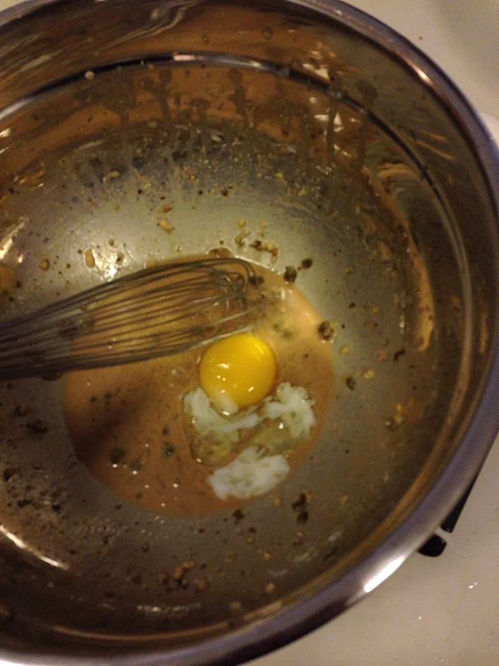 Add it in to the mix and whisk until fully incorporated and creamy! Again being coddled no bacteria!