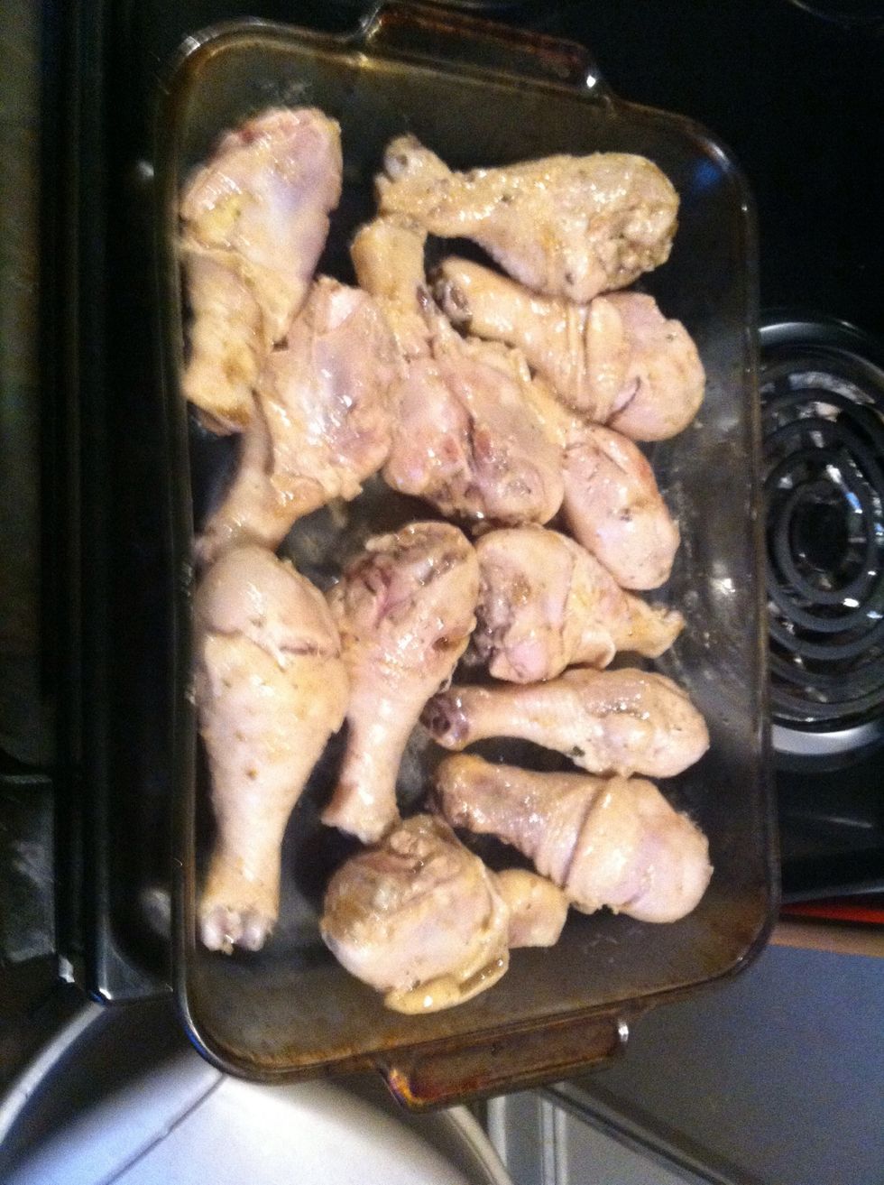 Add it to a pan , put your oven on broil. Let the chicken get all gold and crispy.