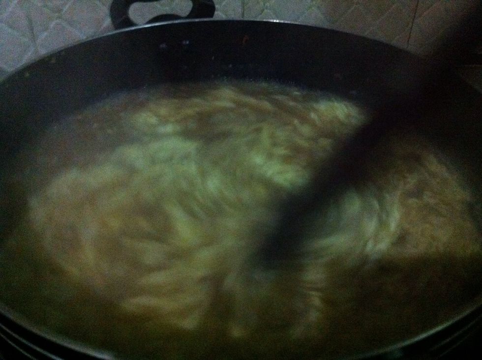 add it to boiling soup in circular motion with continuous stirring