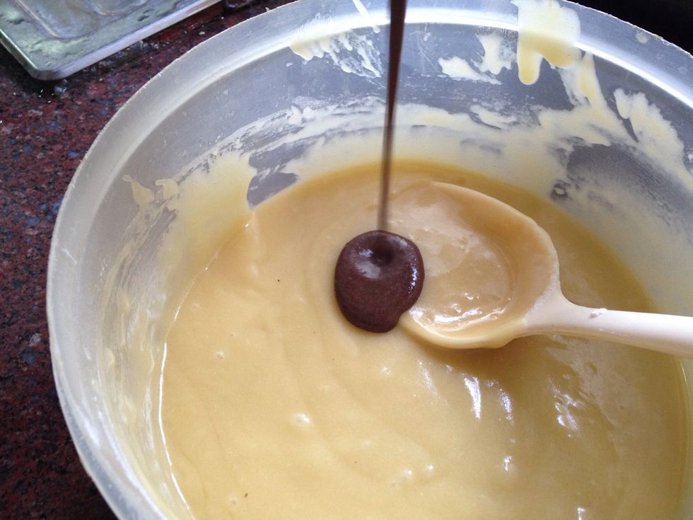 Add it to flour and egg mixture