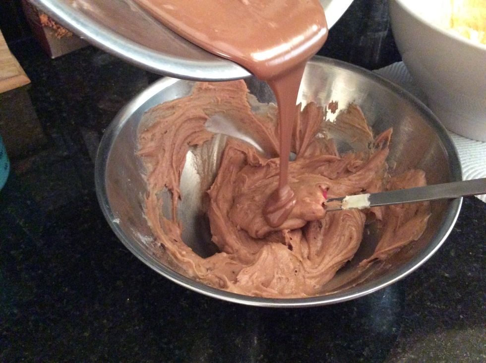 Add it to the bowl with the added cocoa