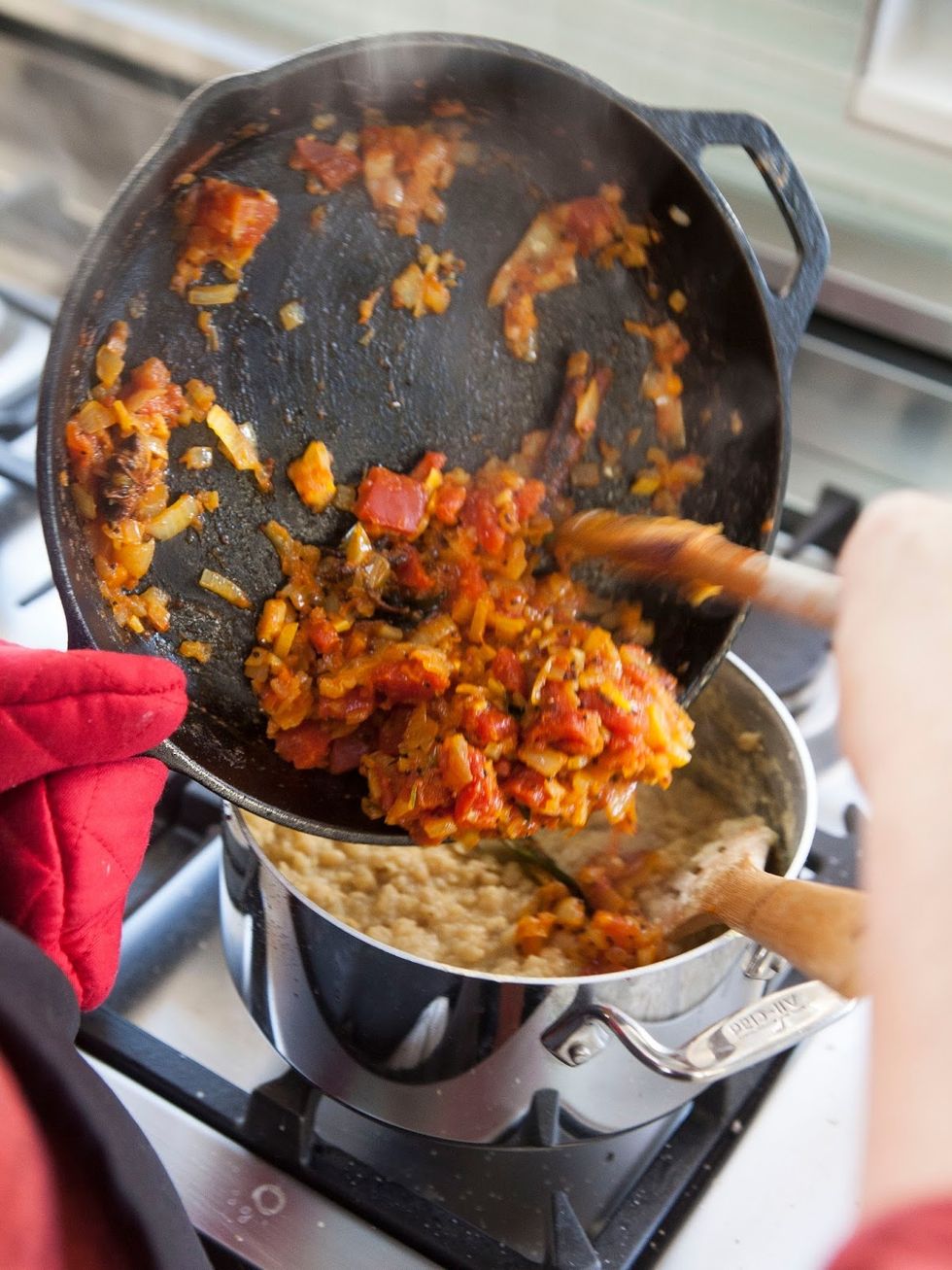 Add it to the cooked dal mixture.