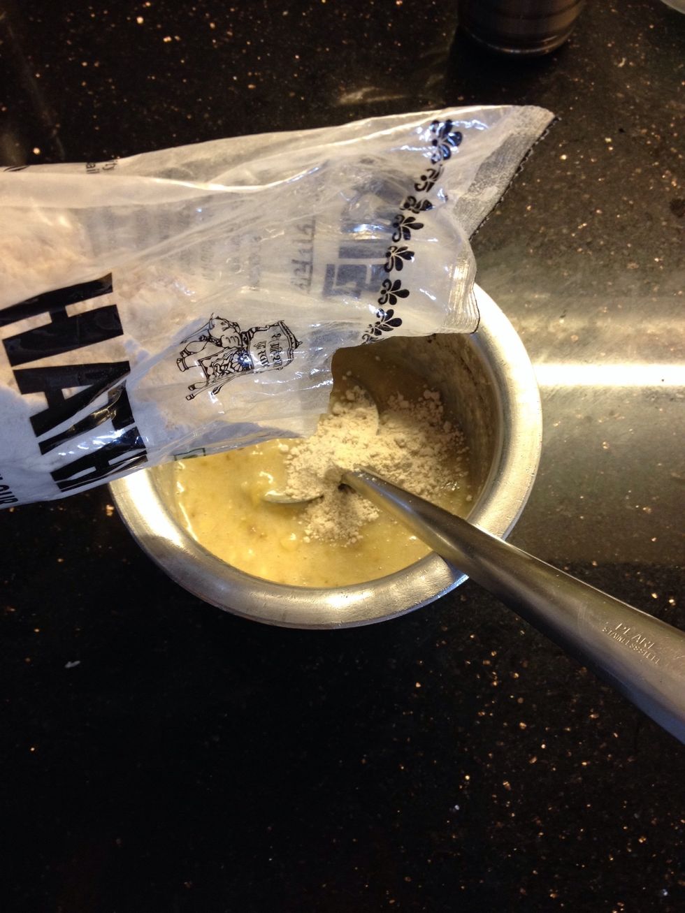 Add it to the mashed bananas.