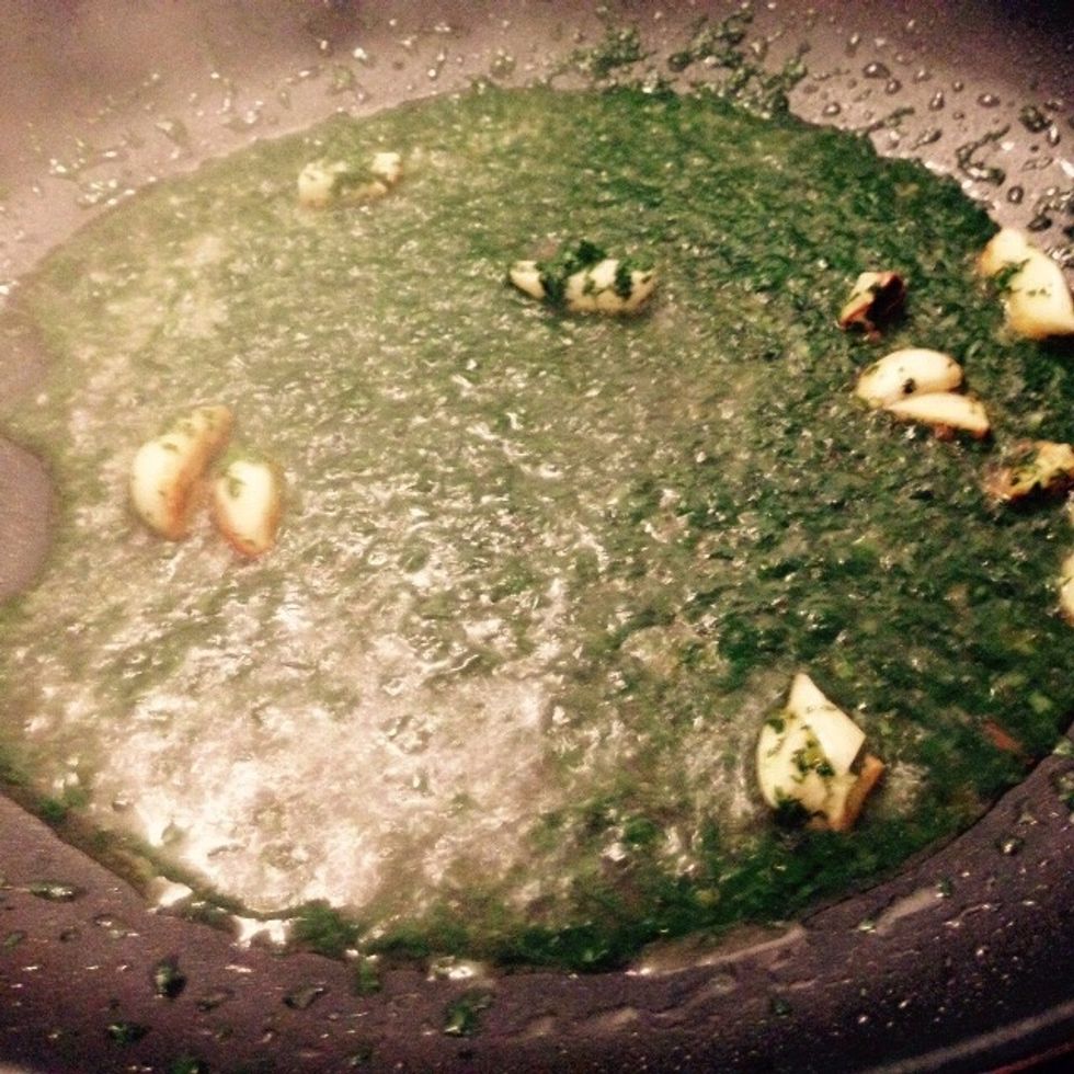 Add it to the pan, together with some water