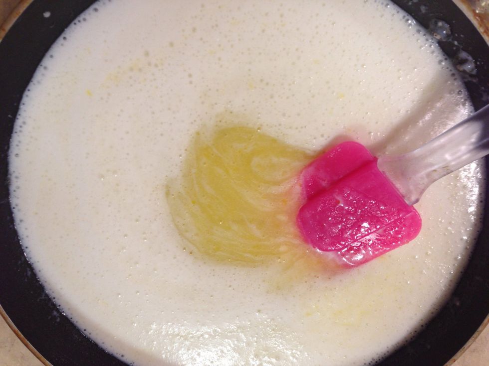 Add it to the sugar, butter, and eggs