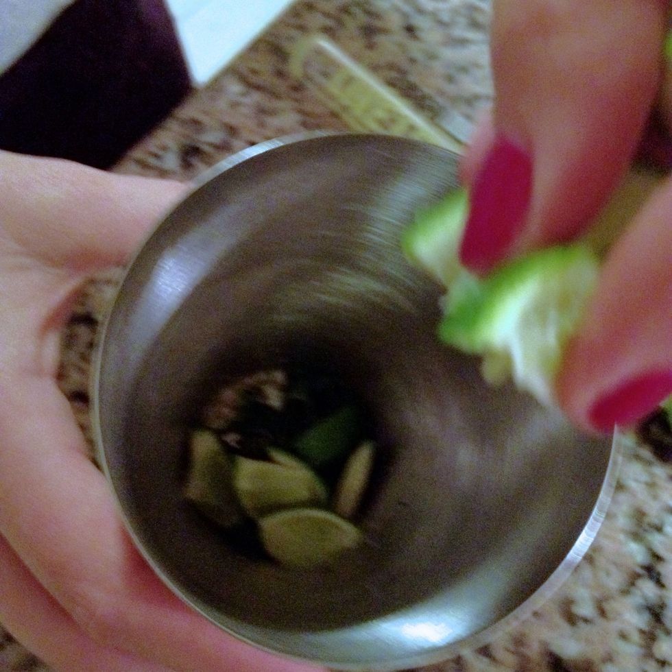 Add it to your glass and muddle it again.