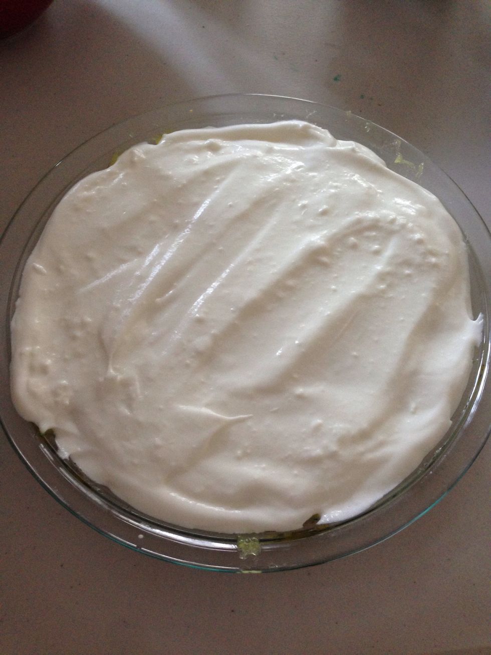 Add it to your layer and now you are ready to put it on the fridge for 1.5 hours. Then it's ready to serve.