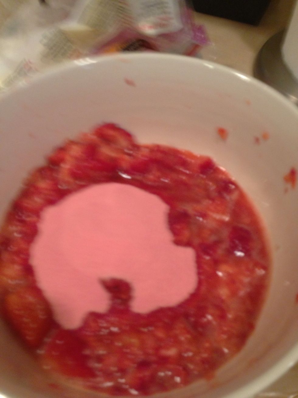 Add jello mix. Stir it in and set strawberry mixture aside