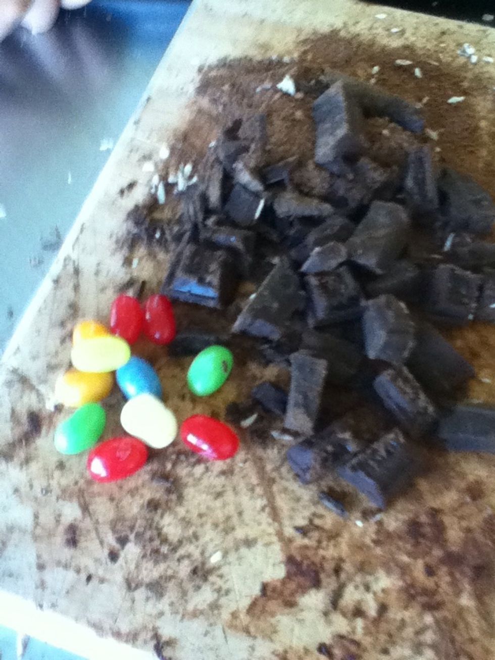 Add jelly beans to 2 or 4 of the cookies