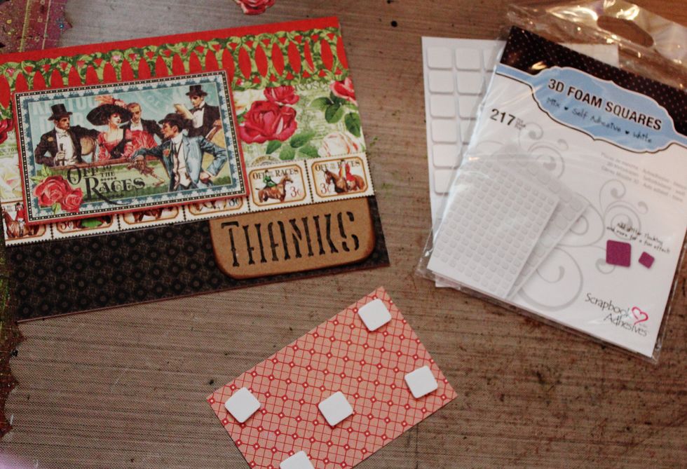 Add journal block to front of tag; place 3 Foam Dots to back of second journal block and