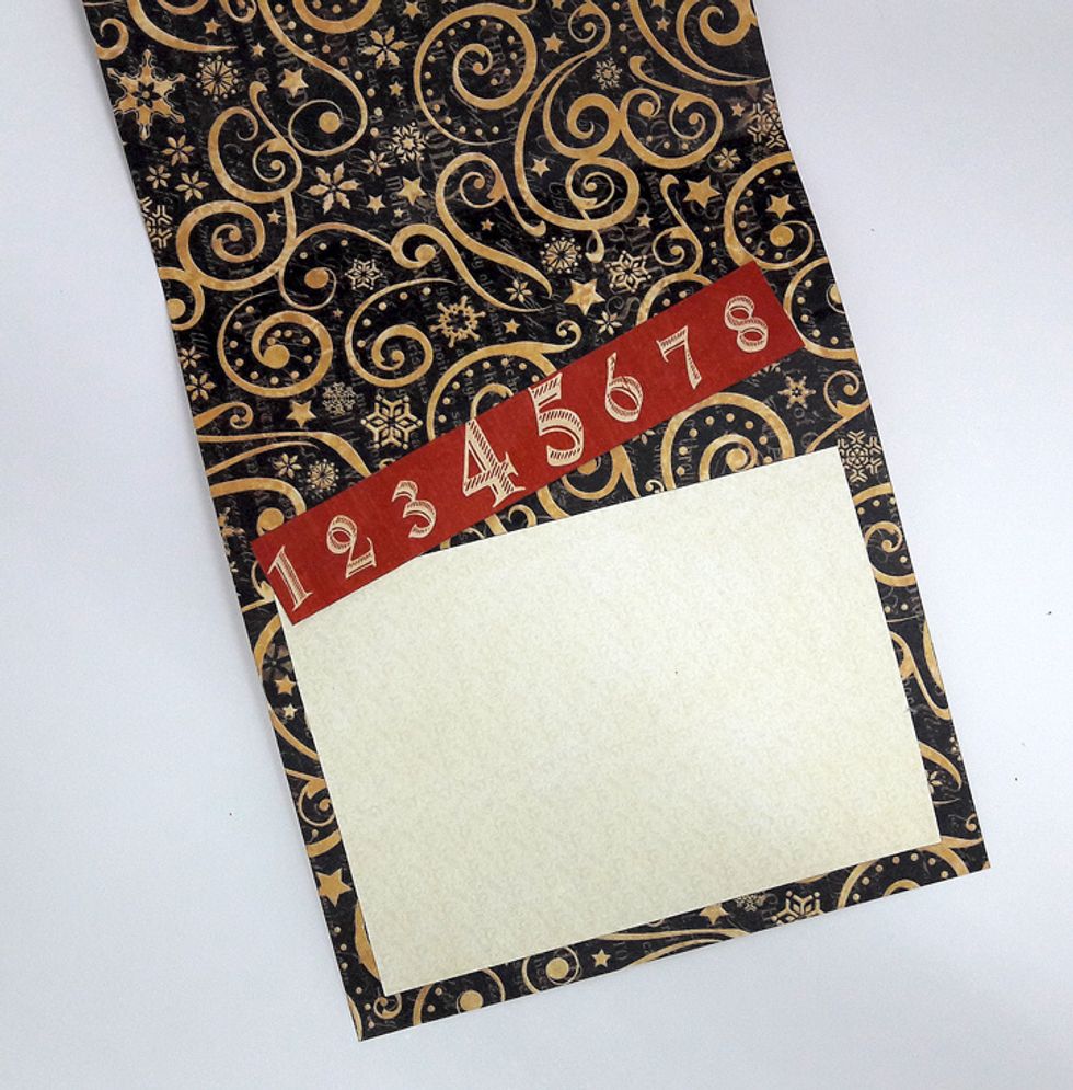 Add journaling square to inside of card. Cut 1-8 numbers from DIY paper and add to inside of card.