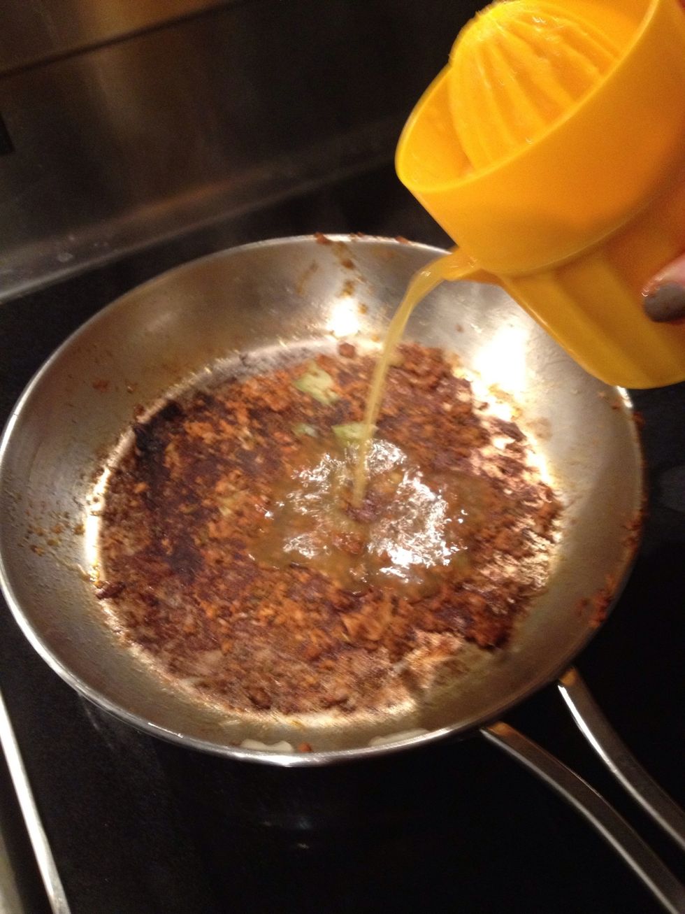 Add juices to the pan and deglaze.