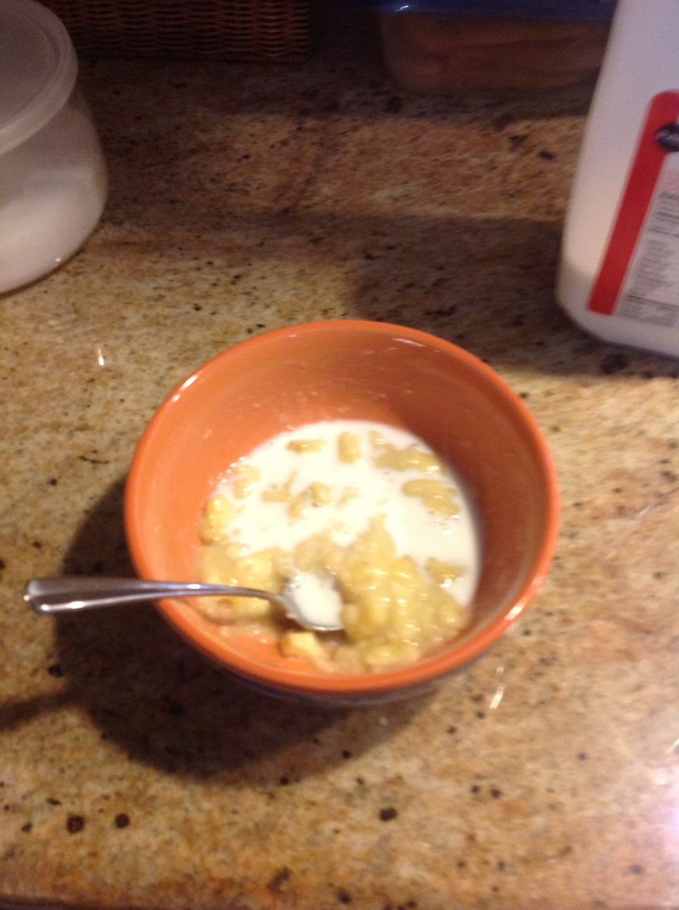 Add just enough milk that it covers the top. Don't drown the bananas!