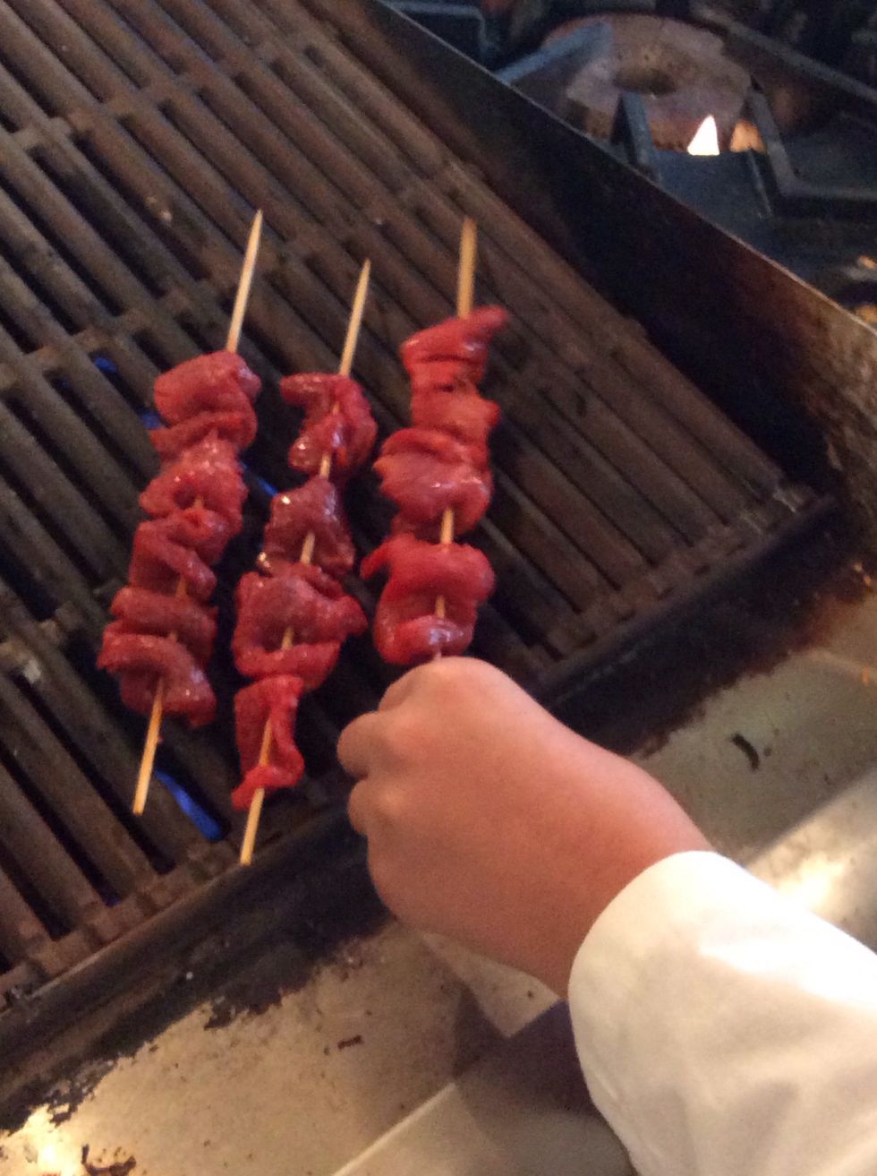 Add kabobs to grill