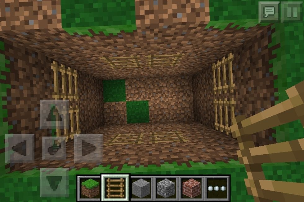 Add ladders on the sides, one block down